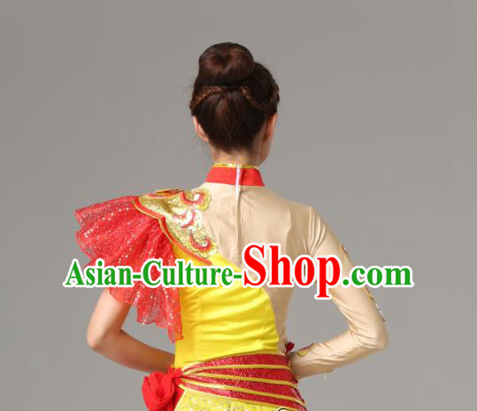 Traditional Chinese Folk Dance Red Outfits Drum Dance Dress Yangko Dance Stage Performance Costume for Women