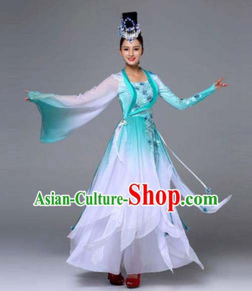 Traditional Chinese Classical Dance Green Outfits Fan Dance Dress Umbrella Dance Stage Performance Costume for Women
