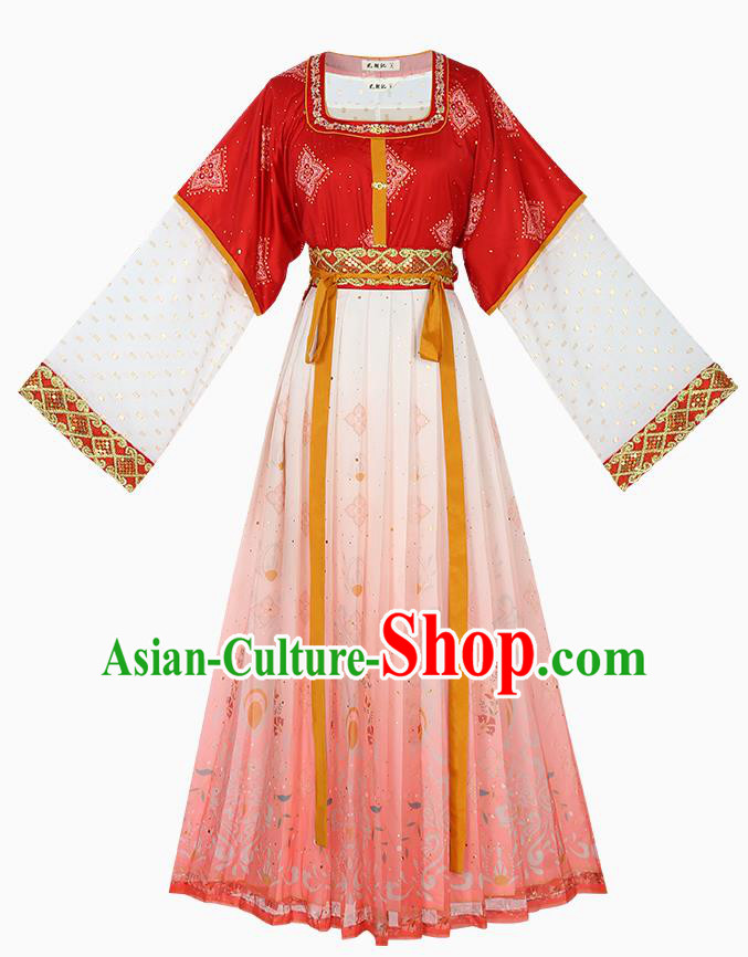 Traditional Chinese Tang Dynasty Noble Infanta Hanfu Dress Apparels Ancient Royal Princess Historical Costumes for Women