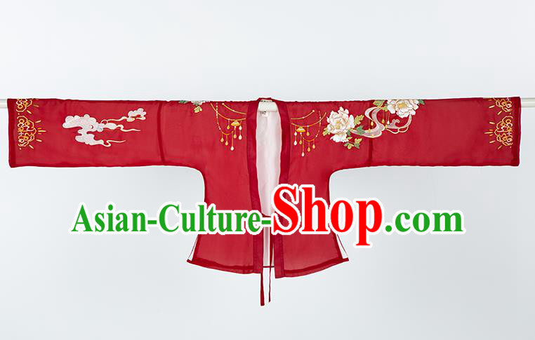 Chinese Ancient Princess Red Hanfu Dress Historical Costumes Traditional Tang Dynasty Royal Infanta Apparels Embroidered Cloak Blouse and Skirt Complete Set