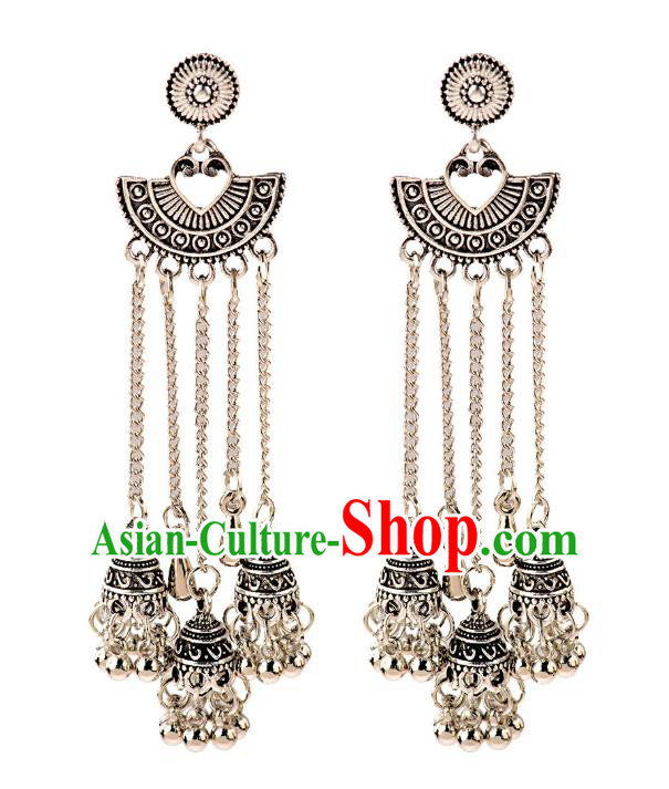 Asian India Traditional Bells Tassel Eardrop Asia Indian Earrings Bollywood Dance Jewelry Accessories for Women