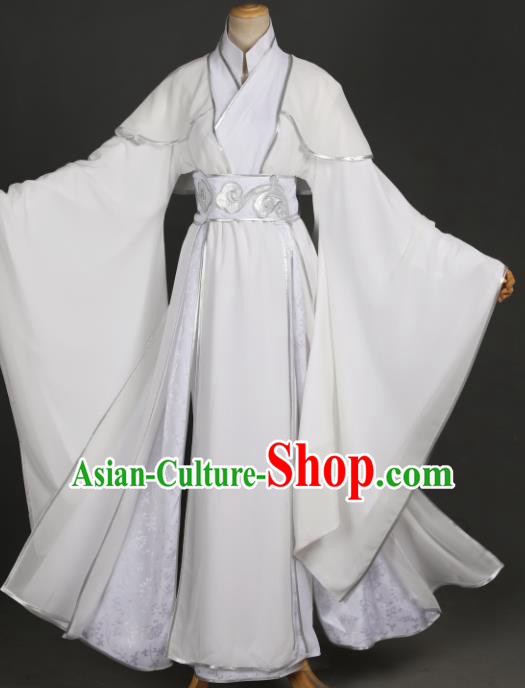 Traditional Chinese Cosplay Prince Xie Lian Costume Ancient Chivalrous Knight Garment Swordsman White Clothing for Men