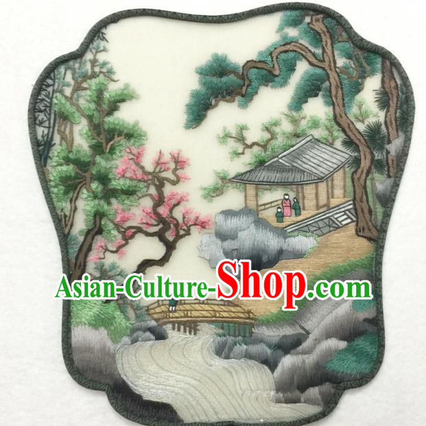 China Traditional Handmade Suzhou Embroidered Paysage Silk Fan Classical Dance Palace Fan