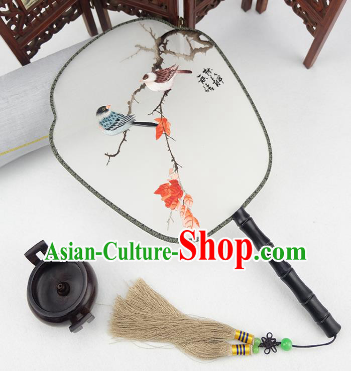 China Traditional Embroidered Silk Fan Handmade Palace Fan Rosewood Fan