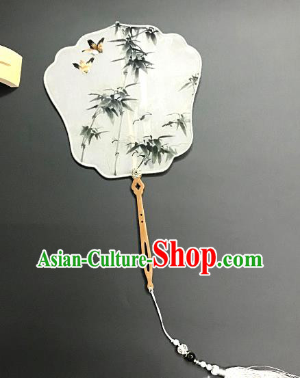 China Traditional Hanfu Fan Suzhou Embroidery Craft Handmade Palace Fan Embroidered Bamboo Silk Fan