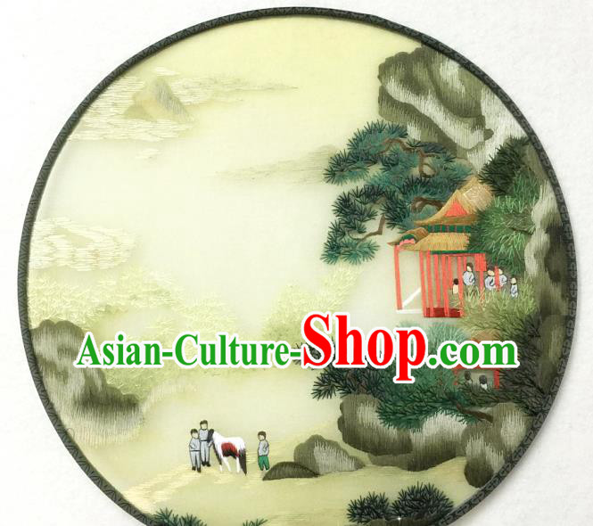 China Traditional Hanfu Circular Fan Embroidered Silk Fan Handmade Palace Fan
