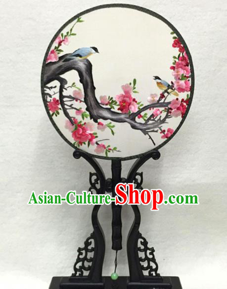 China Traditional Palace Fan Classical Dance Hanfu Fan Handmade Suzhou Embroidered Plum Blossom Silk Circular Fan