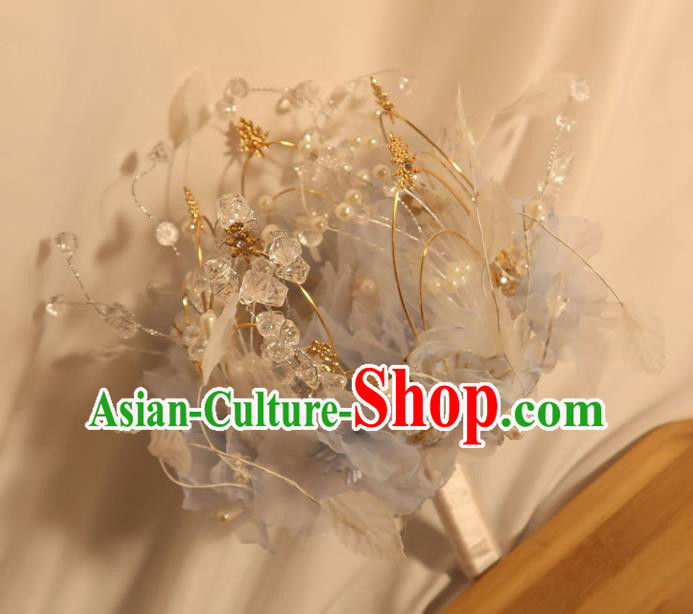 Handmade Queen Sceptre Top Grade Wedding Bridal Bouquet Bride Blue Silk Flowers Cane