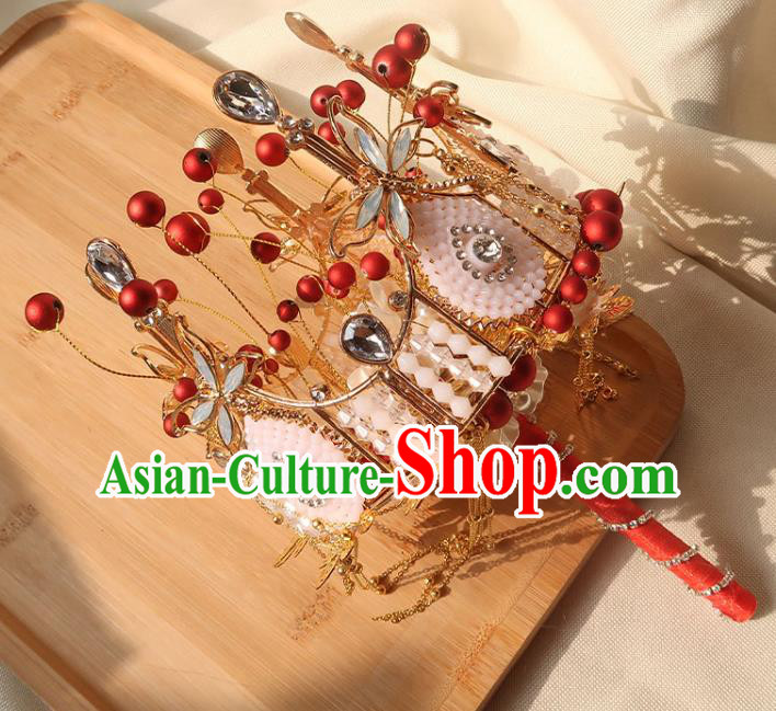 Top Grade Wedding Bridal Bouquet Handmade Bride Opal Dragonfly Cane Baroque Queen Red Sceptre