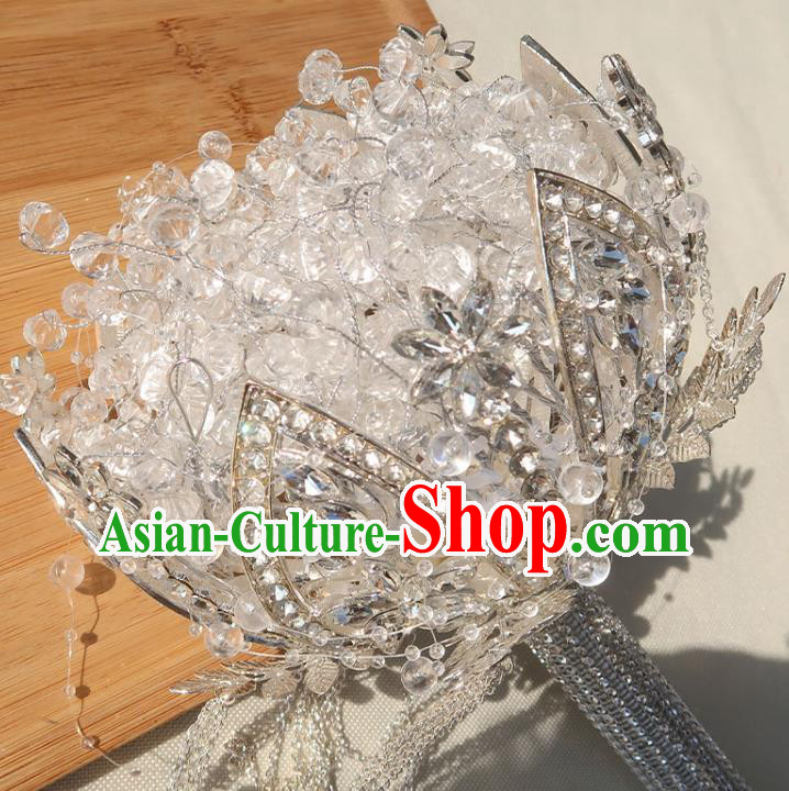 Top Grade Wedding Bridal Bouquet Handmade Baroque Queen Argent Sceptre Bride Crystal Cane