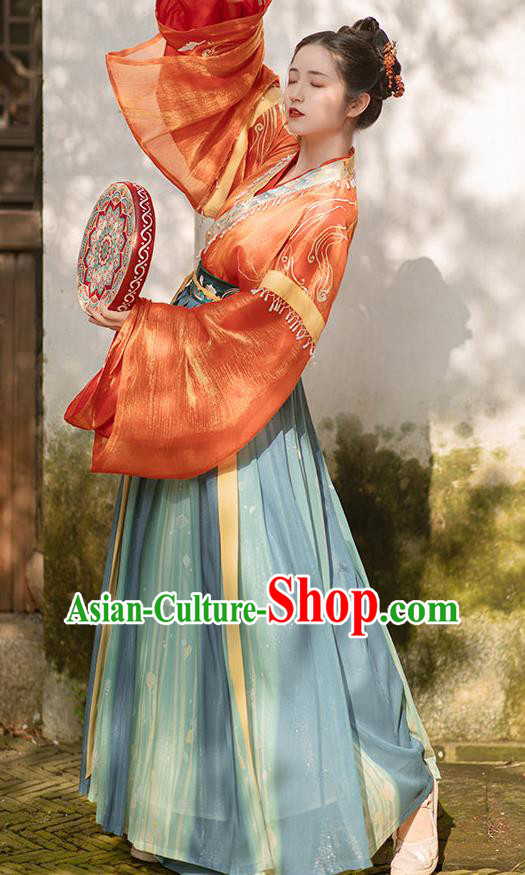 China Ancient Royal Princess Hanfu Dress Traditional Jin Dynasty Palace Lady Historical Clothing Full Set