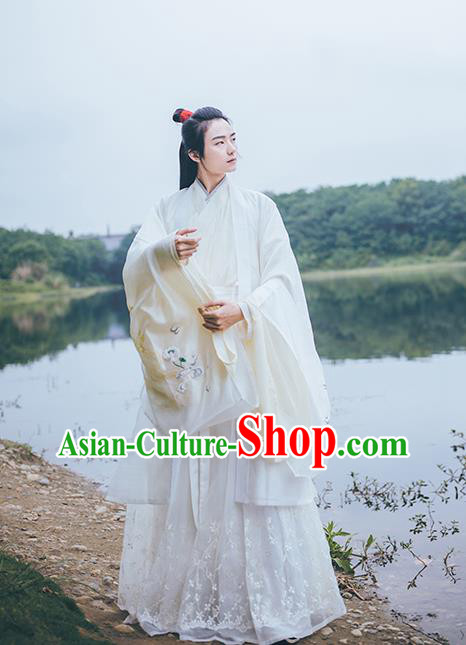 Traditional China Jin Dynasty Childe Historical Hanfu Clothing Ancient Swordsman Embroidered Costume for Men