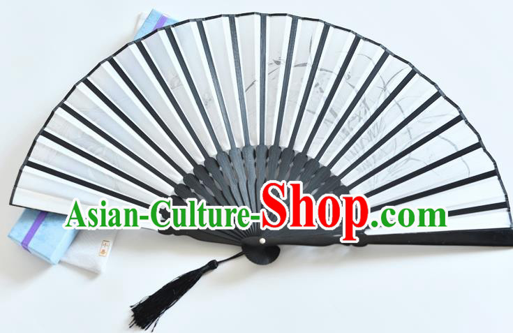 Handmade Chinese Ink Painting Plum Blossom Folding Fan Accordion Silk Fans