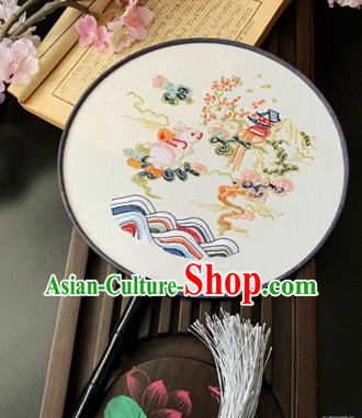 China Classical Embroidered Circular Fan Dance Fans Handmade Palace Fan Traditional Hanfu Silk Fan