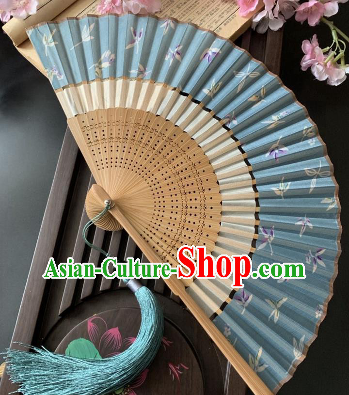 Japan Handmade Bamboo Fan Classical Dance Accordion Printing Paper Cranes Folding Fan
