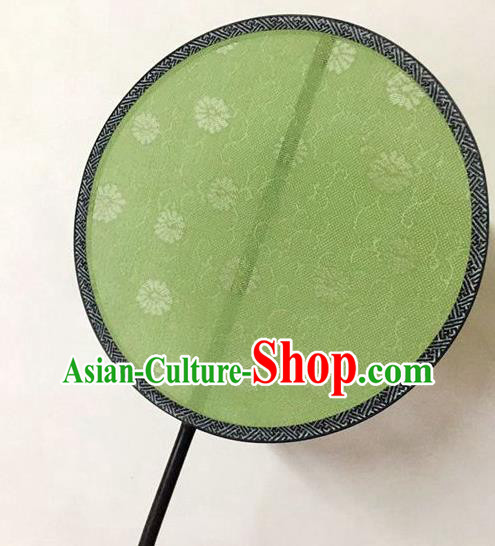 China Traditional Song Dynasty Palace Fan Handmade Green Silk Fan Classical Hanfu Circular Fan