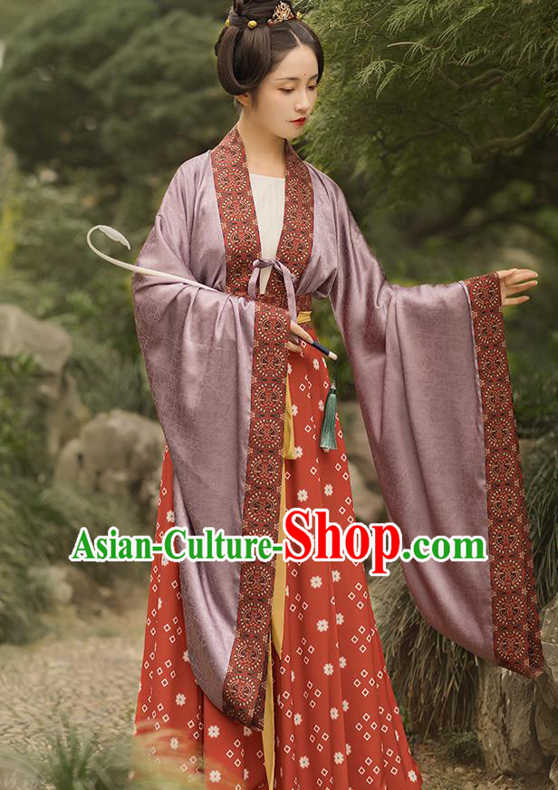 China Ancient Southern and Northern Dynasties Hanfu Apparel Traditional Court Maid Historical Clothing