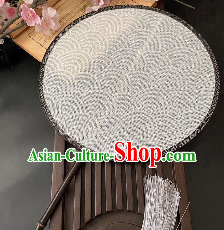China Handmade Beige Silk Fan Classical Hanfu Circular Fan Traditional Song Dynasty Palace Fan