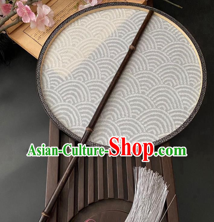 China Handmade Beige Silk Fan Classical Hanfu Circular Fan Traditional Song Dynasty Palace Fan