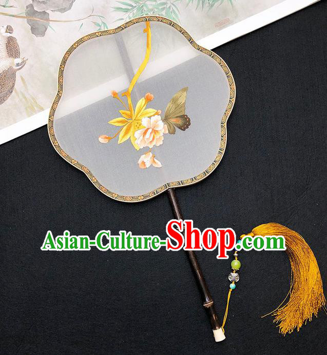 China Traditional Hanfu Fan Silk Fan Classical Dance Fan Handmade Embroidered Palace Fan