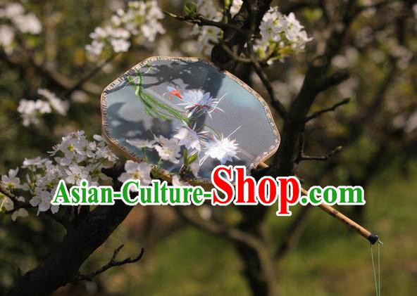 China Handmade Embroidered Epiphyllum Palace Fan Classical Dance Fan Traditional Silk Fan Hanfu Fan