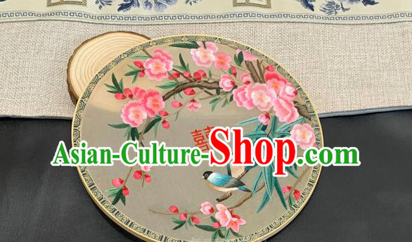 China Handmade Embroidered Plum Blossom Palace Fan Classical Wedding Hanfu Fan Traditional Embroidery Silk Circular Fan