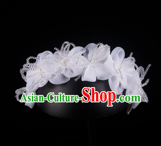 French Bride Beads Hair Clasp Hair Accessories Elegant Wedding Silk Bowknot Headband