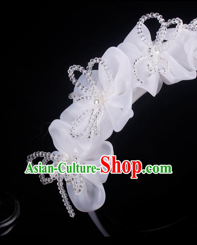 French Bride Beads Hair Clasp Hair Accessories Elegant Wedding Silk Bowknot Headband