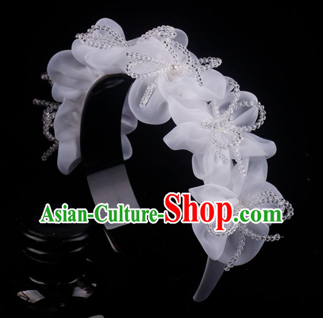 French Bride Beads Hair Clasp Hair Accessories Elegant Wedding Silk Bowknot Headband