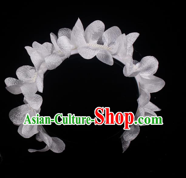 French Wedding Princess Headband Elegant Hair Accessories Bride White Flowers Hair Clasp