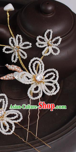 Top Grade Wedding Bride Hair Accessories Handmade Hair Stick Classical Beads Flower Hairpin