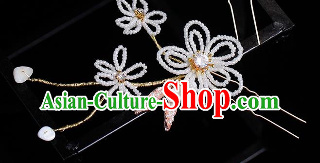 Top Grade Wedding Bride Hair Accessories Handmade Hair Stick Classical Beads Flower Hairpin