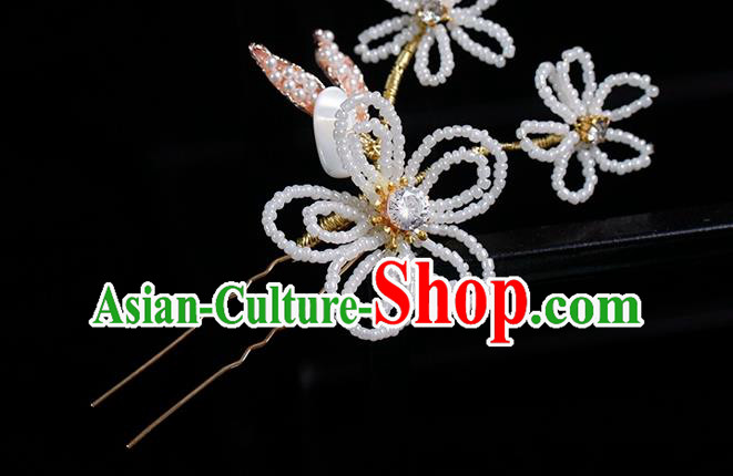 Top Grade Wedding Bride Hair Accessories Handmade Hair Stick Classical Beads Flower Hairpin