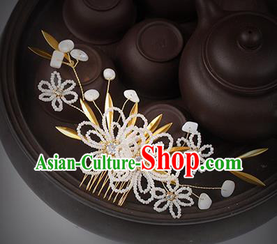 Top Grade Classical Beads Flowers Hairpin Wedding Bride Hair Accessories Handmade Hair Comb