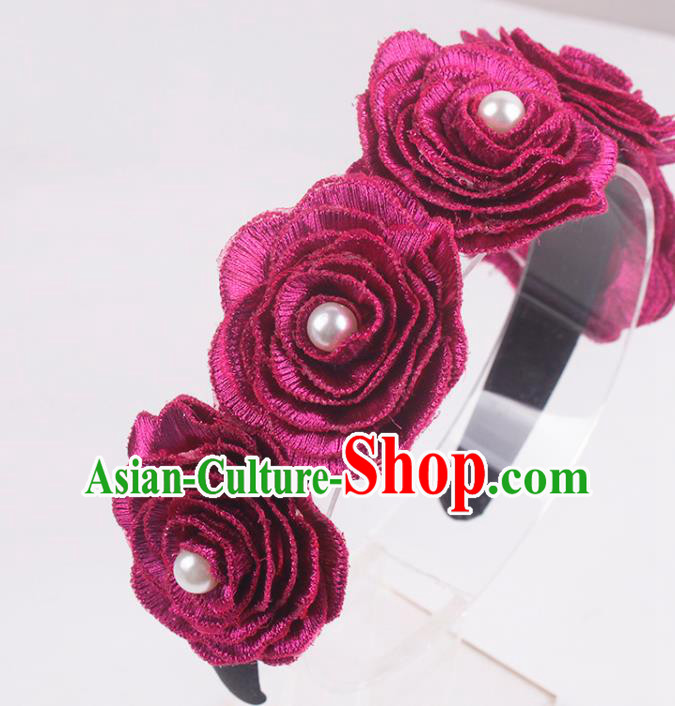 French Elegant Wedding Headband Hair Accessories Court Bride Rosy Rose Hair Clasp