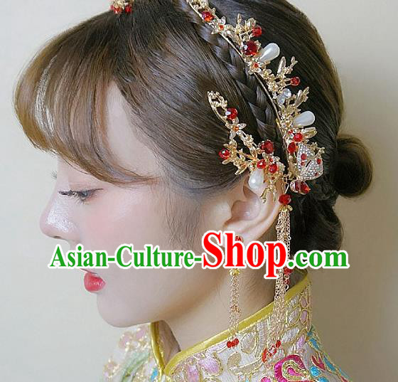 China Classical Hairpins Wedding Bride Hair Accessories Handmade Hair Comb Full Set