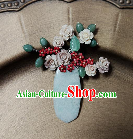 Handmade China Jade Accessories Flowers Brooch Classical Cheongsam Breastpin Jewelry