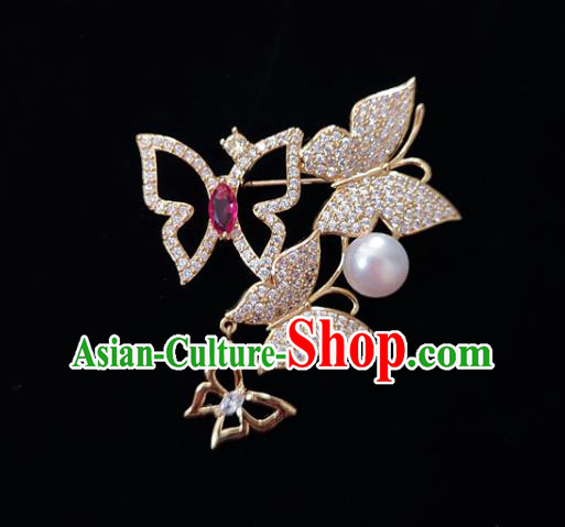 Top Jewelry Accessories Handmade Crystal Brooch Zircon Butterfly Breastpin