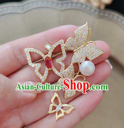 Top Jewelry Accessories Handmade Crystal Brooch Zircon Butterfly Breastpin