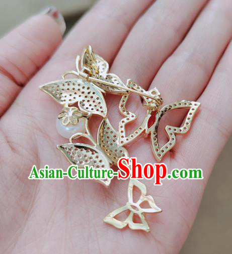 Top Jewelry Accessories Handmade Crystal Brooch Zircon Butterfly Breastpin