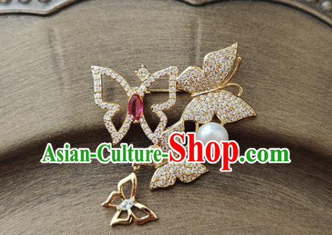 Top Jewelry Accessories Handmade Crystal Brooch Zircon Butterfly Breastpin