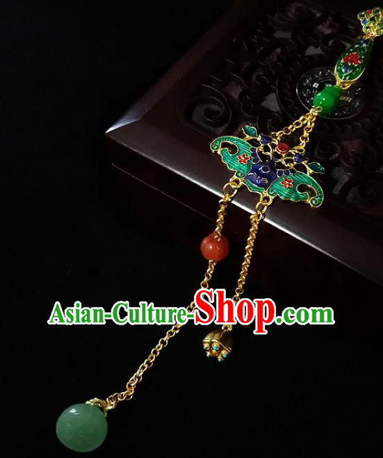 Handmade China Classical Cheongsam Cloisonne Bat Breastpin Jewelry Jade Gourd Brooch Pendant Accessories