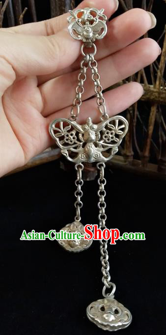 Handmade China Argent Bat Tassel Brooch Pendant Accessories Classical Cheongsam Breastpin Jewelry