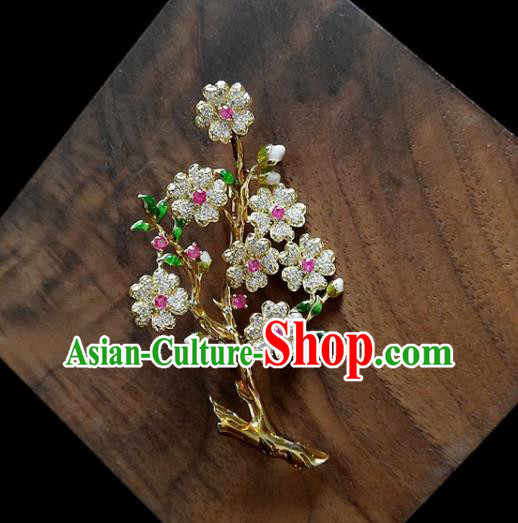 Top Baroque Queen Zircon Plum Blossom Brooch Court Jewelry Crystal Breastpin Accessories