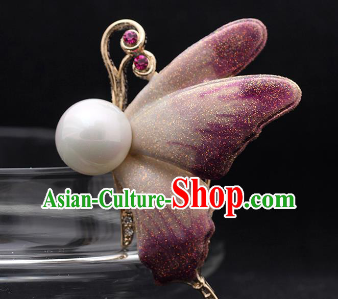 Top Crystal Breastpin Accessories Baroque Purple Butterfly Brooch Court Jewelry