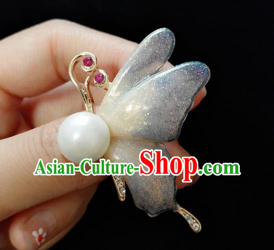 Top Baroque Blue Butterfly Brooch Court Jewelry Crystal Breastpin Accessories