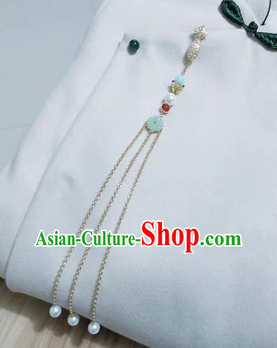 Handmade China Enamel Butterfly Tassel Brooch Pendant Accessories Classical Cheongsam Breastpin Jewelry