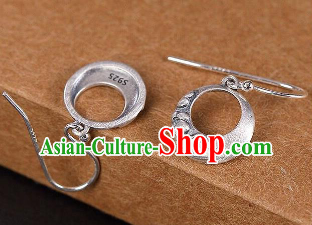 Top Chinese Cheongsam Silver Carving Earrings Classical Ear Jewelry Accessories