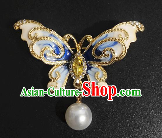 Top Baroque Enamel Blue Butterfly Brooch Court Jewelry Accessories Topaz Breastpin