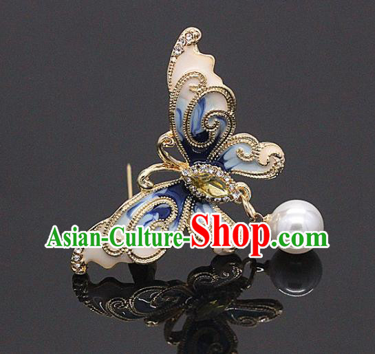 Top Baroque Enamel Blue Butterfly Brooch Court Jewelry Accessories Topaz Breastpin